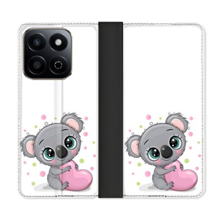 Housse cuir portefeuille Pour Honor 200 Smart 5G Animal Koala Cœur