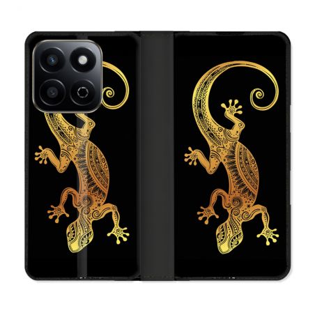 Housse cuir portefeuille Pour Honor 200 Smart 5G Animal Lezard Noir