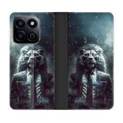 Housse cuir portefeuille Pour Honor 200 Smart 5G Animal Lion Business