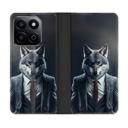Housse cuir portefeuille Pour Honor 200 Smart 5G Animal Loup Business