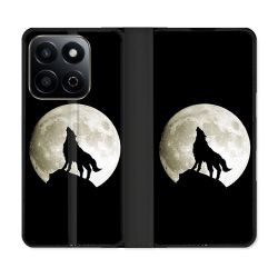 Housse cuir portefeuille Pour Honor 200 Smart 5G Animal Loup Noir