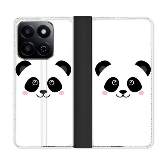 Housse cuir portefeuille Pour Honor 200 Smart 5G Animal Panda Blanc