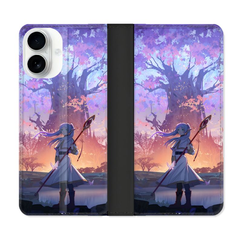 Housse cuir portefeuille Pour Iphone 17 Manga Frieren