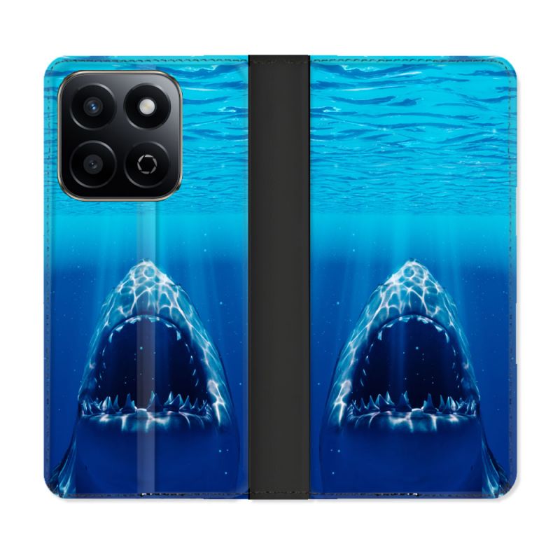 Housse cuir portefeuille Pour Honor 200 Smart 5G Animal Requin Dent