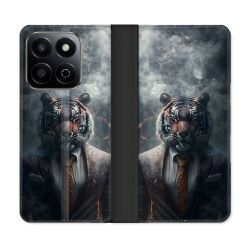 Housse cuir portefeuille Pour Honor 200 Smart 5G Animal Tigre Business