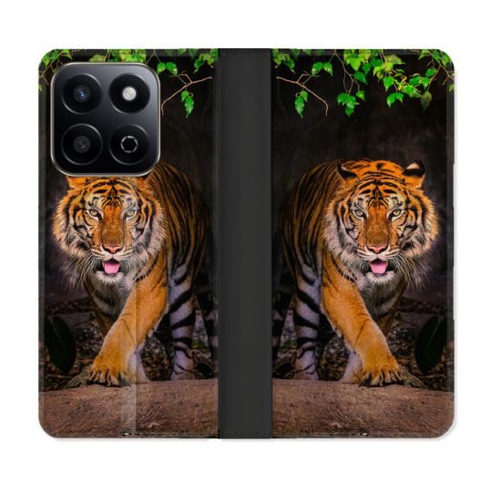 Housse cuir portefeuille Pour Honor 200 Smart 5G Animal Tigre Jungle