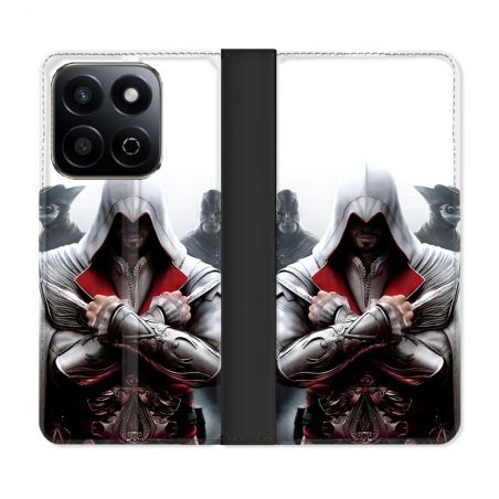 Housse cuir portefeuille Pour Honor 200 Smart 5G Assassin Creed Mask