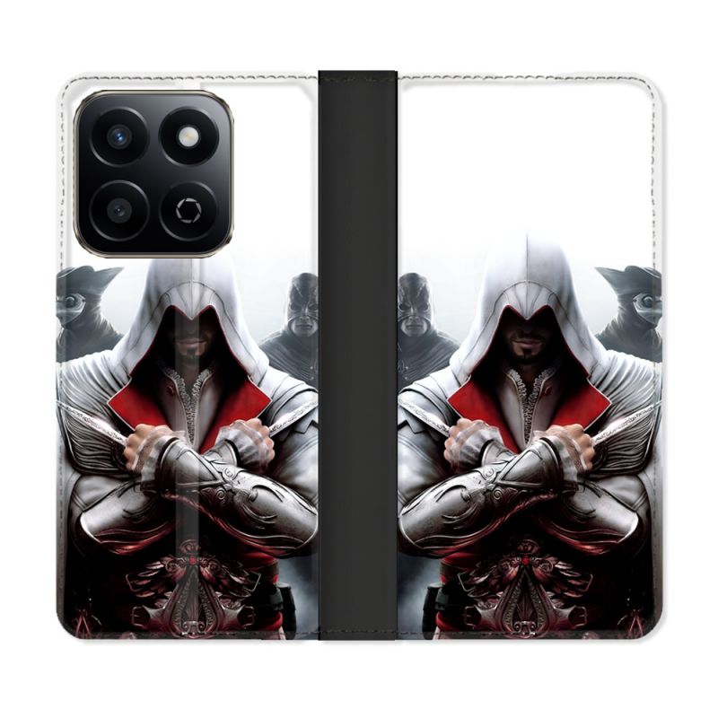 Housse cuir portefeuille Pour Honor 200 Smart 5G Assassin Creed Mask