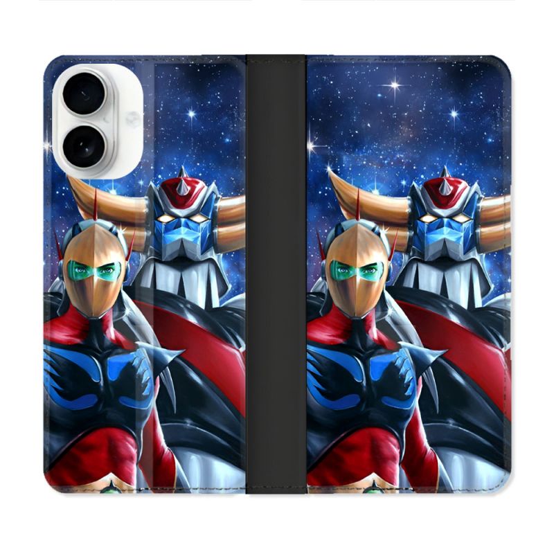 Housse cuir portefeuille Pour Iphone 17 Manga Goldorak