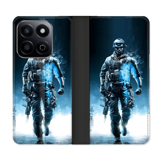 Housse cuir portefeuille Pour Honor 200 Smart 5G Call Of Duty Guerrier