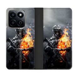 Housse cuir portefeuille Pour Honor 200 Smart 5G Call Of Duty Squelette