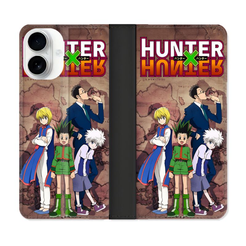 Housse cuir portefeuille Pour Iphone 17 Manga Hunter X Hunter Vintage