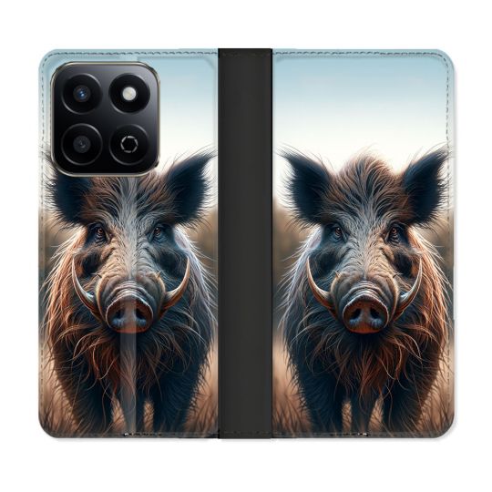 Housse cuir portefeuille Pour Honor 200 Smart 5G Chasse Sanglier Attaque