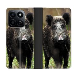 Housse cuir portefeuille Pour Honor 200 Smart 5G Chasse Sanglier bois