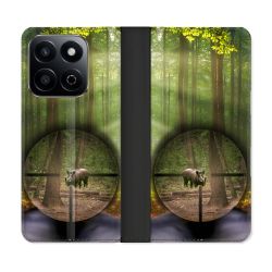 Housse cuir portefeuille Pour Honor 200 Smart 5G Chasse Sanglier Viseur