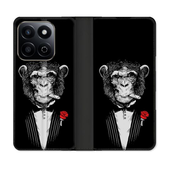 Housse cuir portefeuille Pour Honor 200 Smart 5G Decale Singe Mafia
