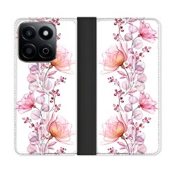 Housse cuir portefeuille Pour Honor 200 Smart 5G Fleur Eclosion