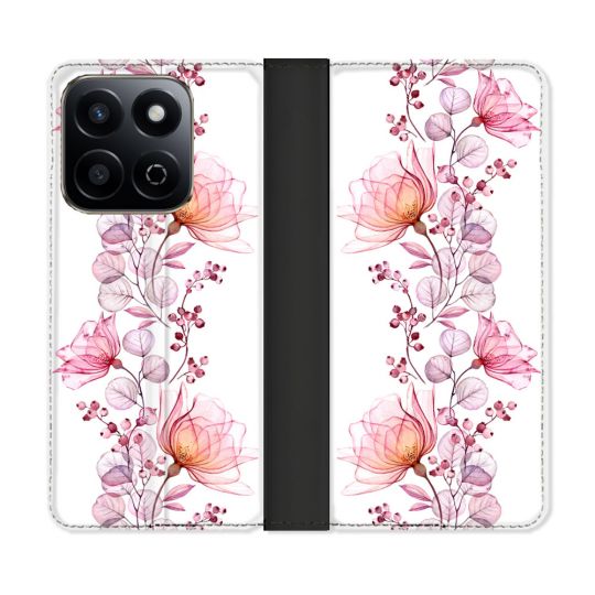 Housse cuir portefeuille Pour Honor 200 Smart 5G Fleur Eclosion