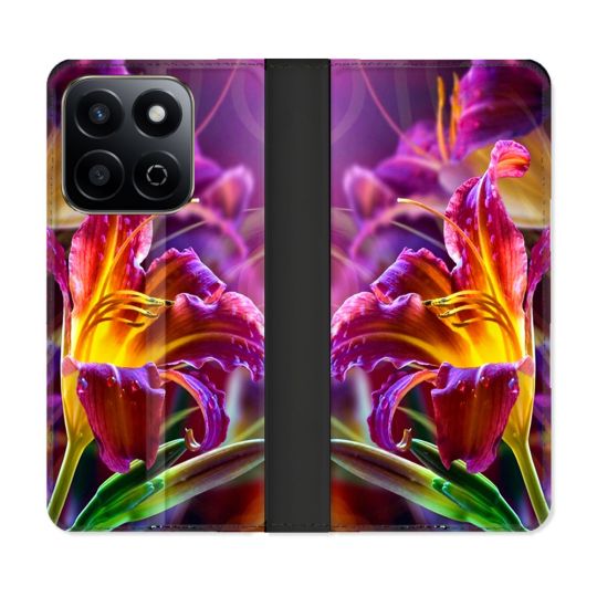 Housse cuir portefeuille Pour Honor 200 Smart 5G Fleur Lys Color