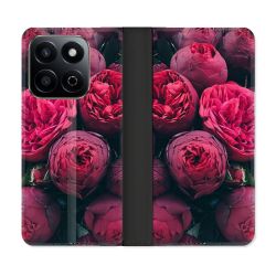 Housse cuir portefeuille Pour Honor 200 Smart 5G Fleur Pivoine