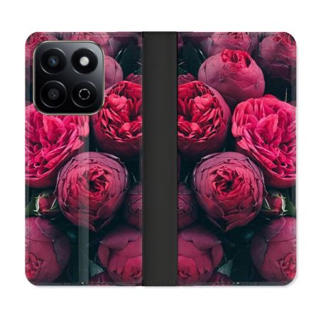 Housse cuir portefeuille Pour Honor 200 Smart 5G Fleur Pivoine