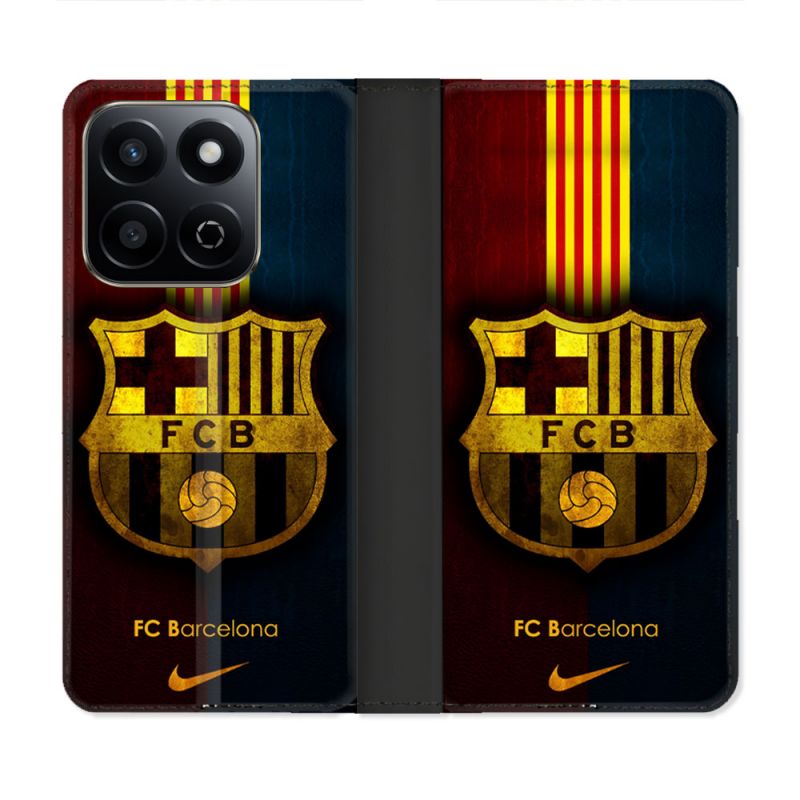 Housse cuir portefeuille Pour Honor 200 Smart 5G Foot FC Barcelone Vintage