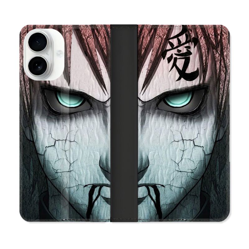 Housse cuir portefeuille Pour Iphone 17 Manga Naruto Gaara