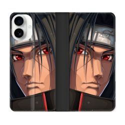 Housse cuir portefeuille Pour Iphone 17 Manga Naruto Itachi Visage