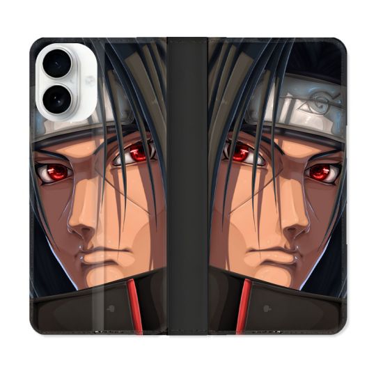 Housse cuir portefeuille Pour Iphone 17 Manga Naruto Itachi Visage