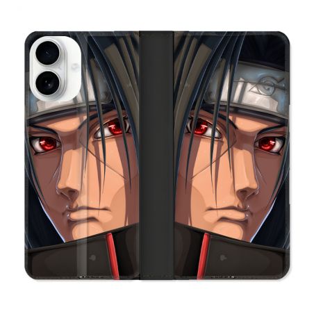 Housse cuir portefeuille Pour Iphone 17 Manga Naruto Itachi Visage