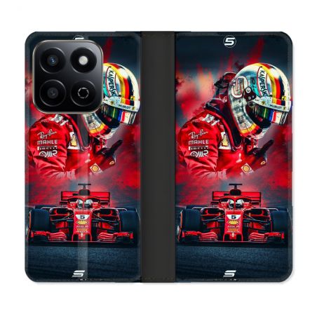 Housse cuir portefeuille Pour Honor 200 Smart 5G Formule 1 F1 Ferrari