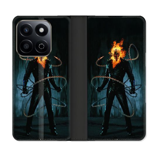 Housse cuir portefeuille Pour Honor 200 Smart 5G Ghost Rider