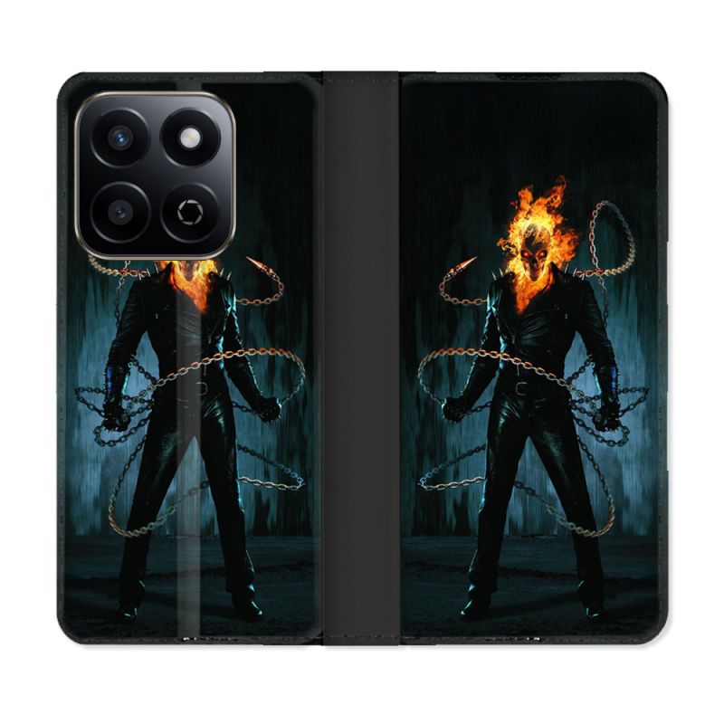 Housse cuir portefeuille Pour Honor 200 Smart 5G Ghost Rider