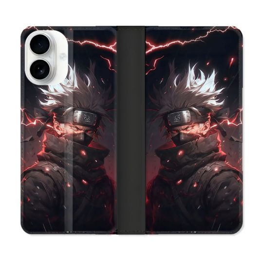 Housse cuir portefeuille Pour Iphone 17 Manga Naruto Kakashi Dark