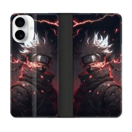 Housse cuir portefeuille Pour Iphone 17 Manga Naruto Kakashi Dark