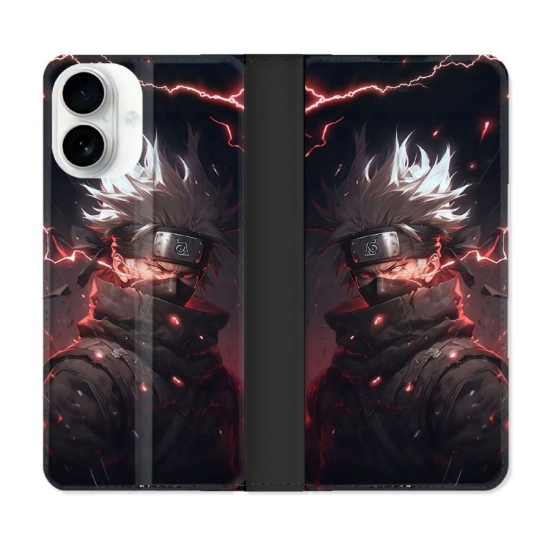 Housse cuir portefeuille Pour Iphone 17 Manga Naruto Kakashi Dark