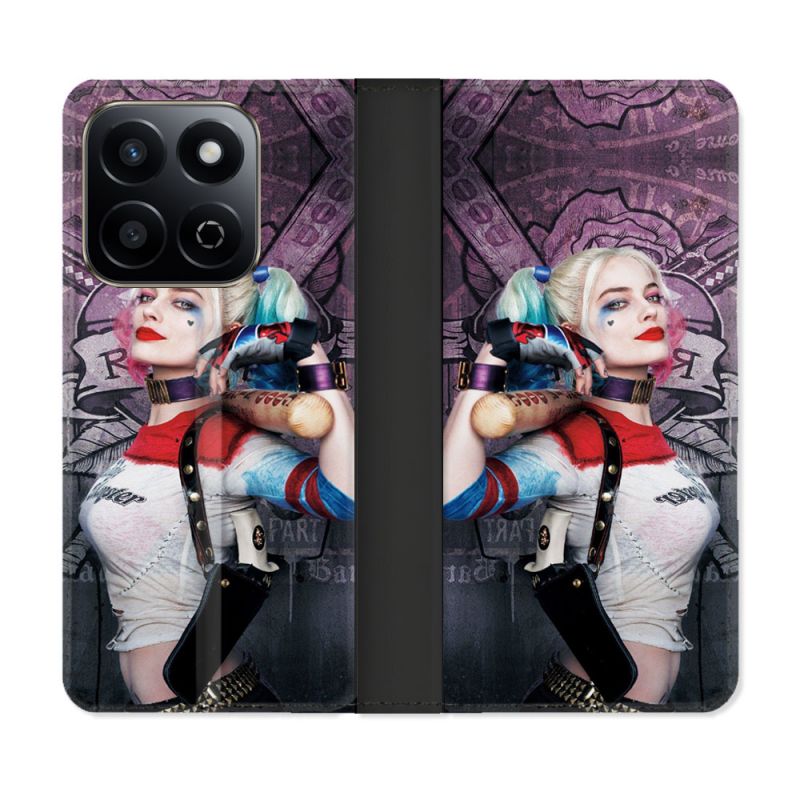 Housse cuir portefeuille Pour Honor 200 Smart 5G Harley Quinn Batte