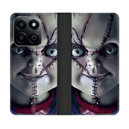 Housse cuir portefeuille Pour Honor 200 Smart 5G Horreur Chucky Cicatrice