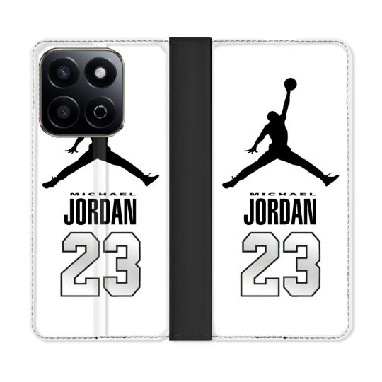 Housse cuir portefeuille Pour Honor 200 Smart 5G Jordan 23 Blanc