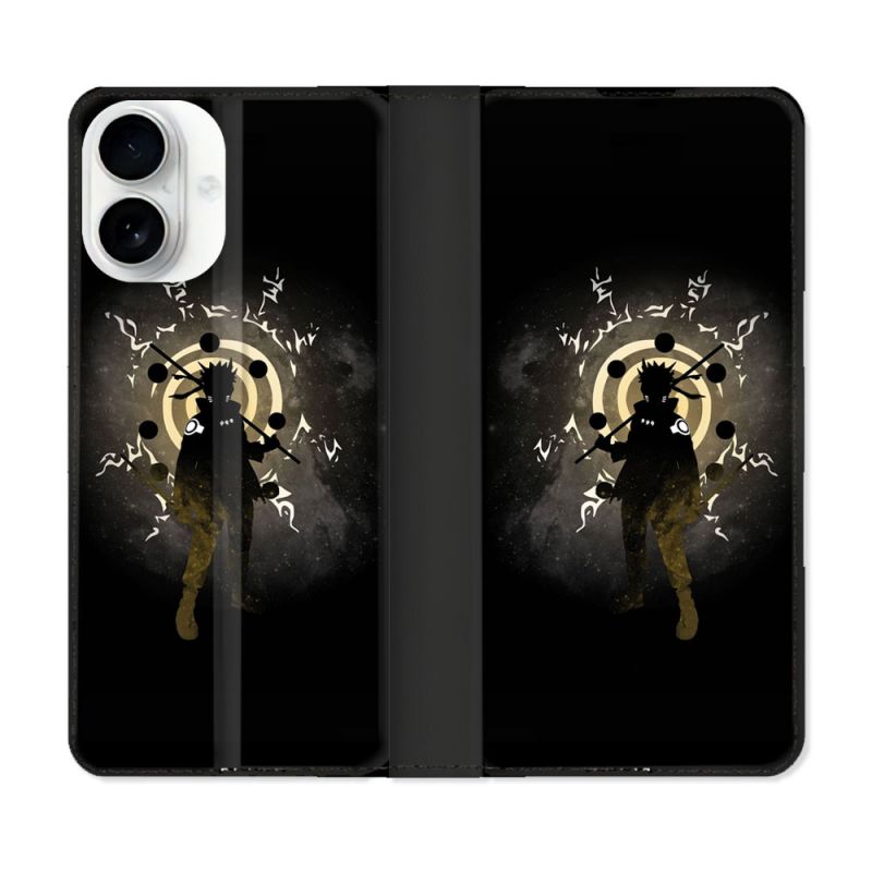 Housse cuir portefeuille Pour Iphone 17 Manga Naruto Sage
