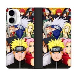 Housse cuir portefeuille Pour Iphone 17 Manga Naruto Team