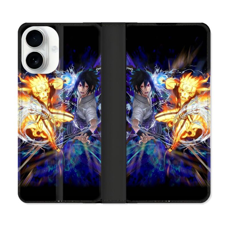 Housse cuir portefeuille Pour Iphone 17 Manga Naruto VS