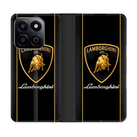 Housse cuir portefeuille Pour Honor 200 Smart 5G Lamborghini Carbone