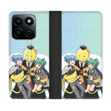 Housse cuir portefeuille Pour Honor 200 Smart 5G Manga Assassination Classroom Kuro Trio