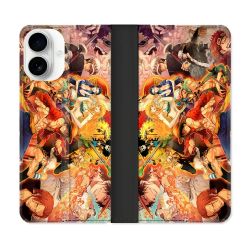 Housse cuir portefeuille Pour Iphone 17 Manga One Piece Nakama