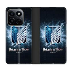 Housse cuir portefeuille Pour Honor 200 Smart 5G Manga Attaque Titans Noir