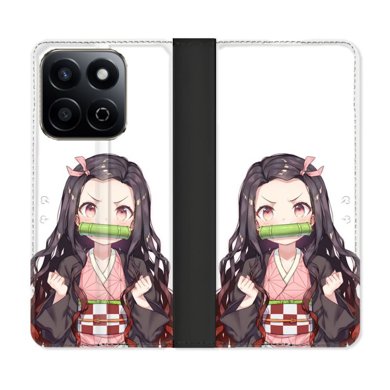 Housse cuir portefeuille Pour Honor 200 Smart 5G Manga Demon Slayer Nezuko