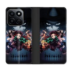 Housse cuir portefeuille Pour Honor 200 Smart 5G Manga Demon Slayer Noir