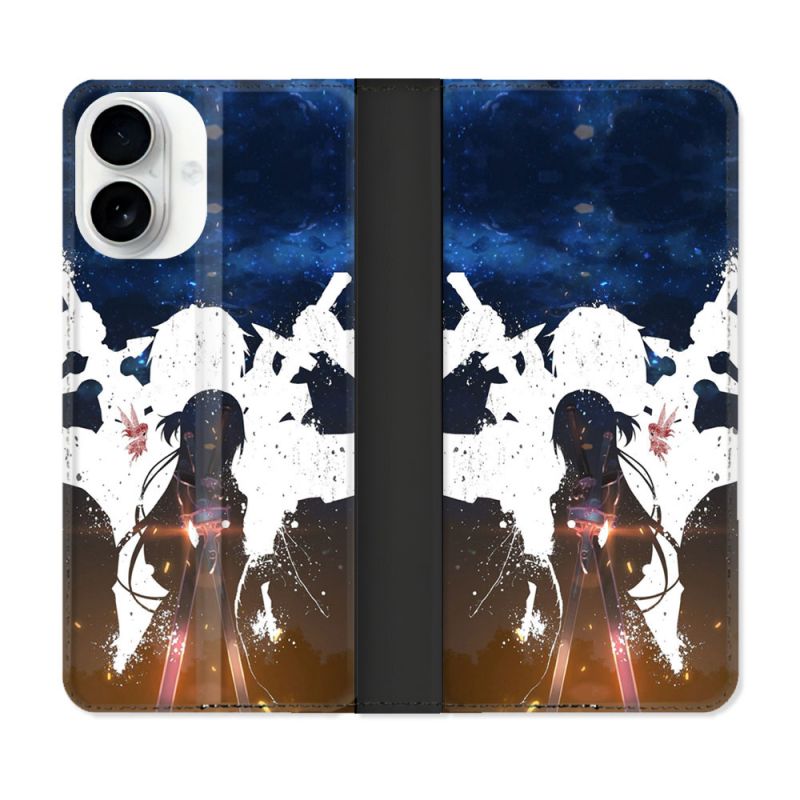 Housse cuir portefeuille Pour Iphone 17 Manga SAO sword Art Online Asuna