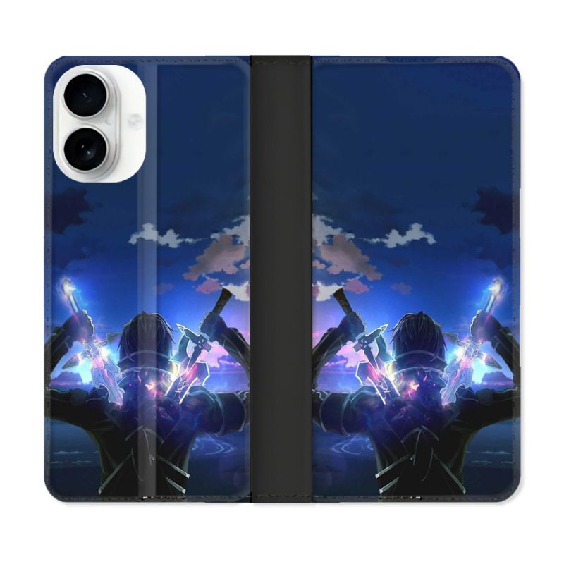 Housse cuir portefeuille Pour Iphone 17 Manga SAO sword Art Online Epee